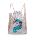 Kids Flip Sequin Unicorn Drawstring Backpack for Outdoor Sports